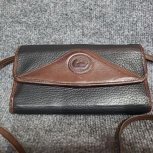 DOONEY &‎ BOURKE "ALL Weather Leather" Vtg Black & Brown Wallet on a String